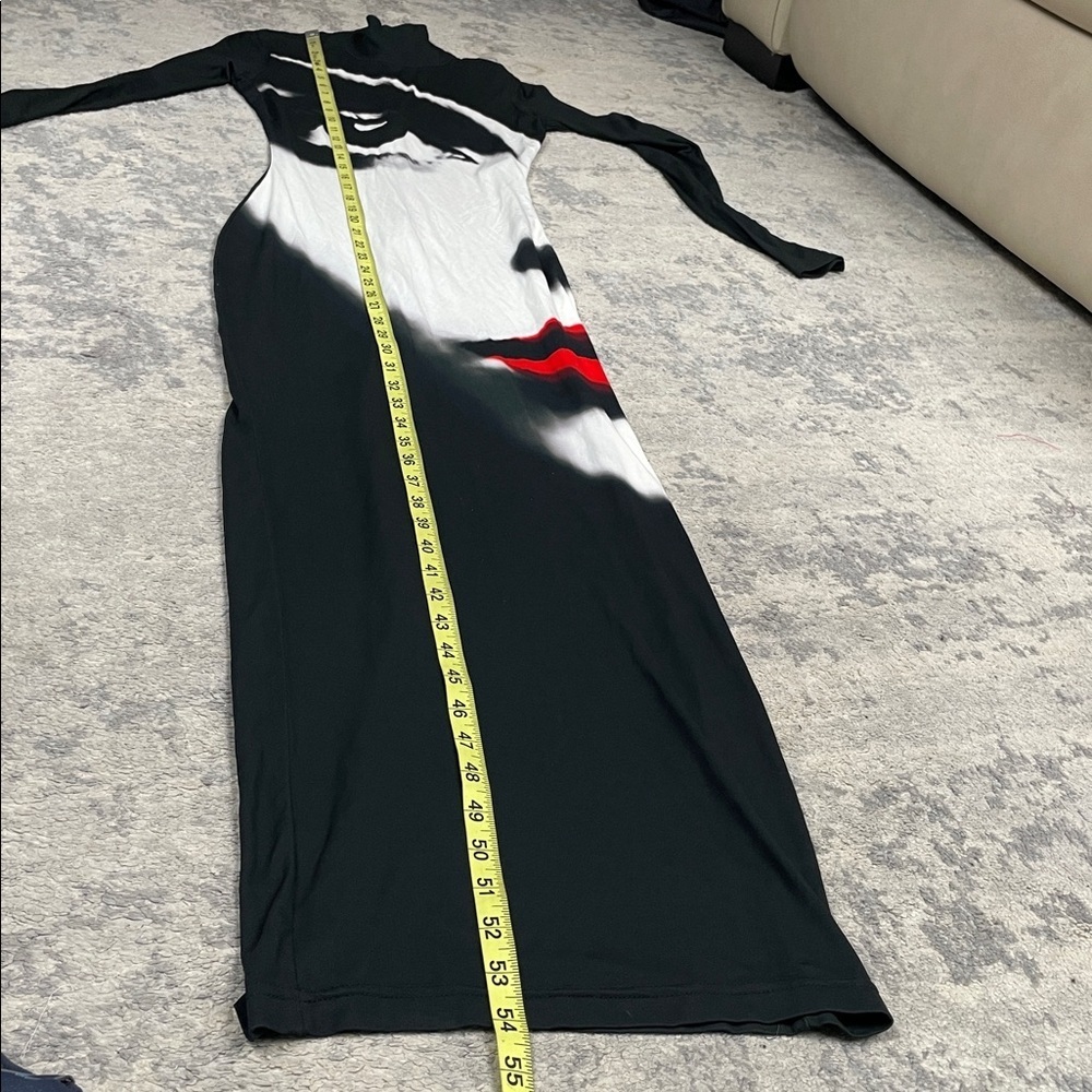 Balmain Bodycon Long Dress with Face Print Stretch Hourglass Black Sz 34 - Picture 10 of 14